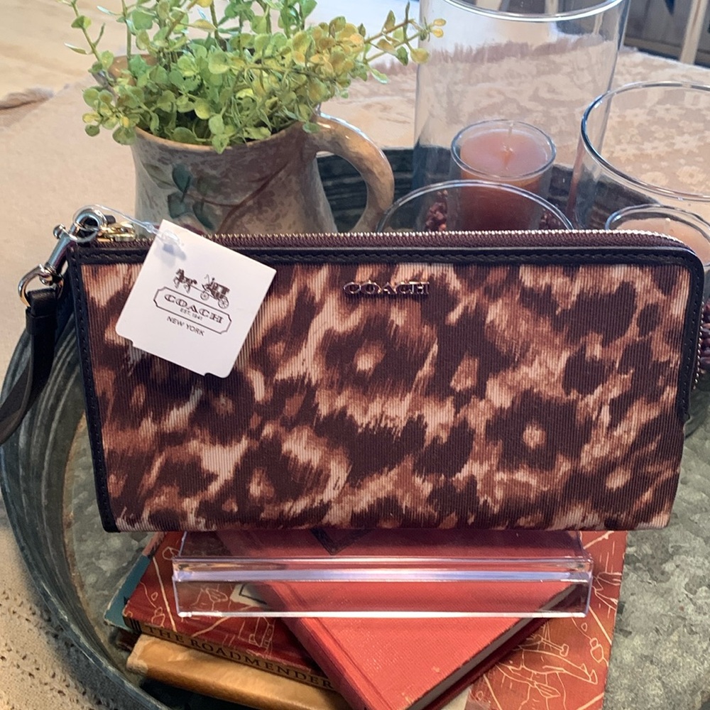 Coach cheetah wallet wristlet